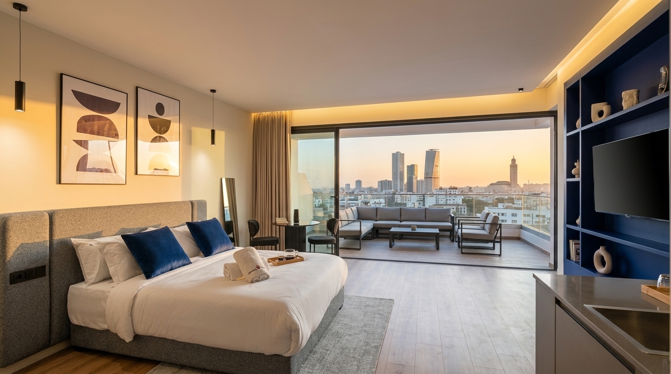 Penthouse avec terrasse panoramique sur la skyline et la Mosquée Hassan II